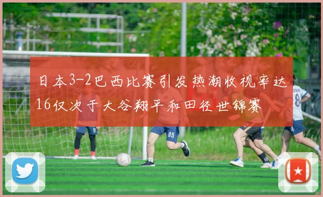 日本3-2巴西比赛引发热潮收视率达16仅次于大谷翔平和田径世锦赛